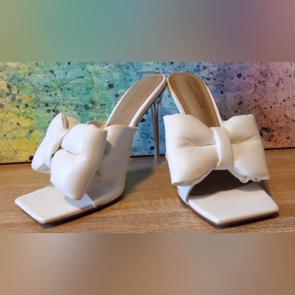 Dolls Kill Angel with Grace Puffy White Bow Heels US 7.5